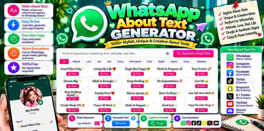 WhatsApp About Text Generator