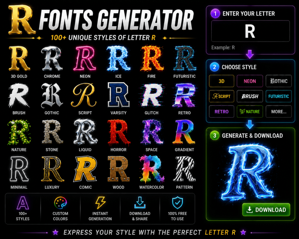 R in Different Fonts