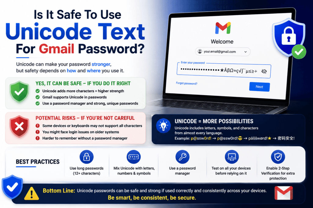 Is It Safe To Use Unicode Text For Gmail Password