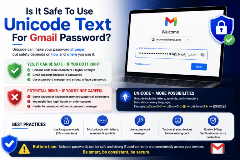 Is It Safe To Use Unicode Text For Gmail Password