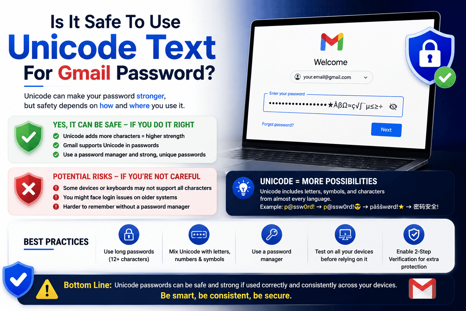 Is It Safe To Use Unicode Text For Gmail Password