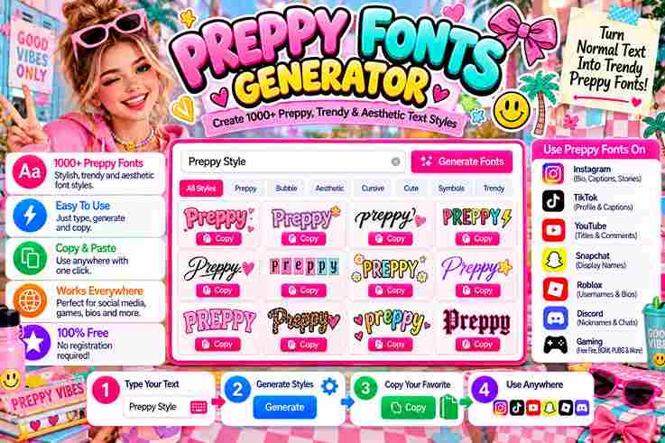 Preppy Fonts Generator