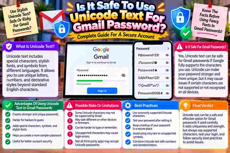 Is It Safe To Use Unicode Text For Gmail Password