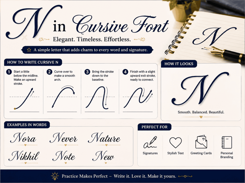 N in Cursive Font