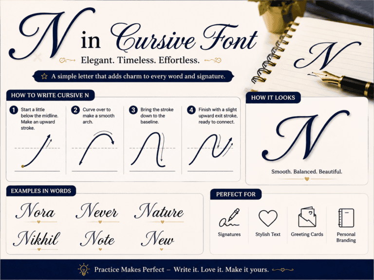 N in Cursive Font