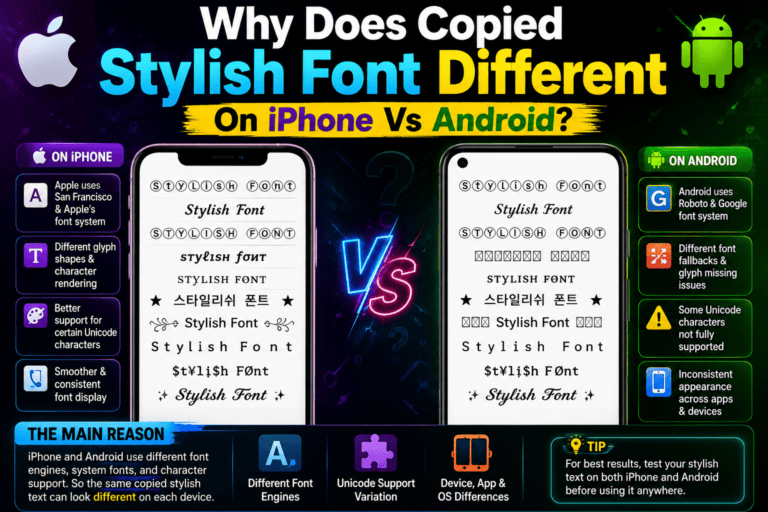 Why Does Copies Stylish Font Different On Iphone Vs Android