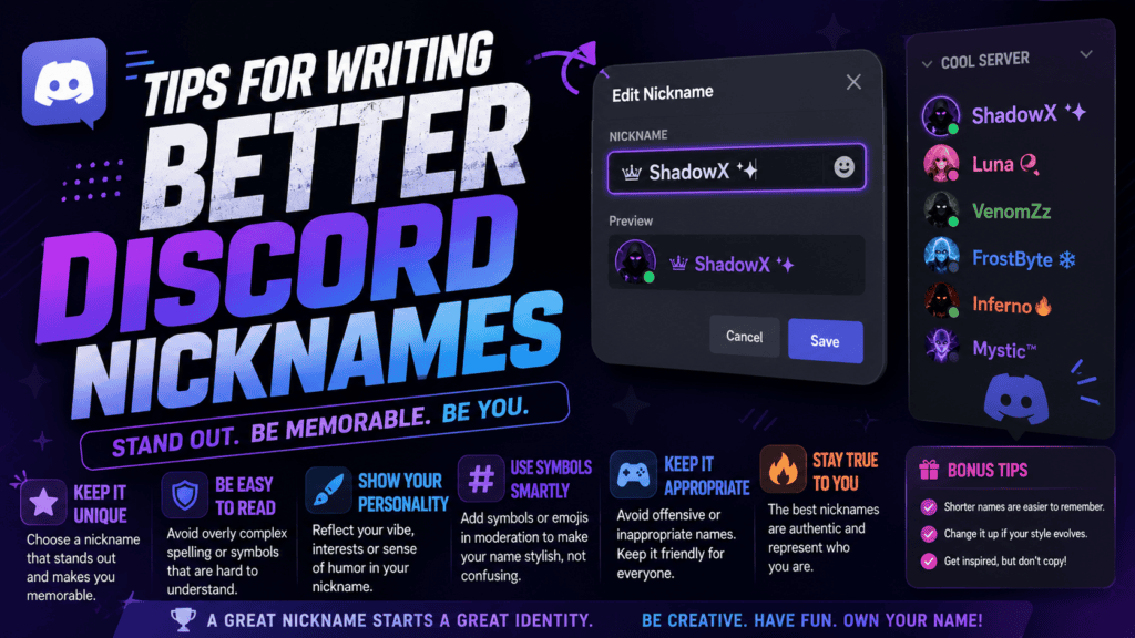 Tips for Writing Better Discord Nicknames