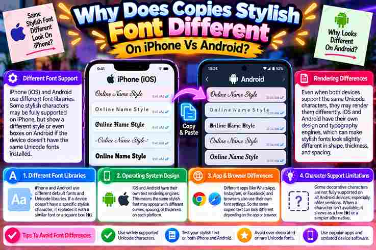 Why Does Copies Stylish Font Different On Iphone Vs Android