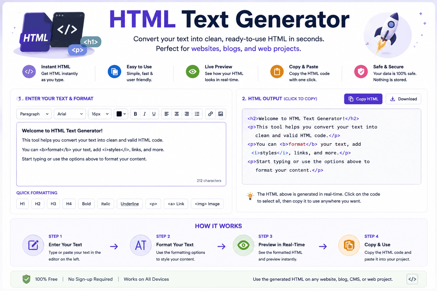 HTML Text Generator