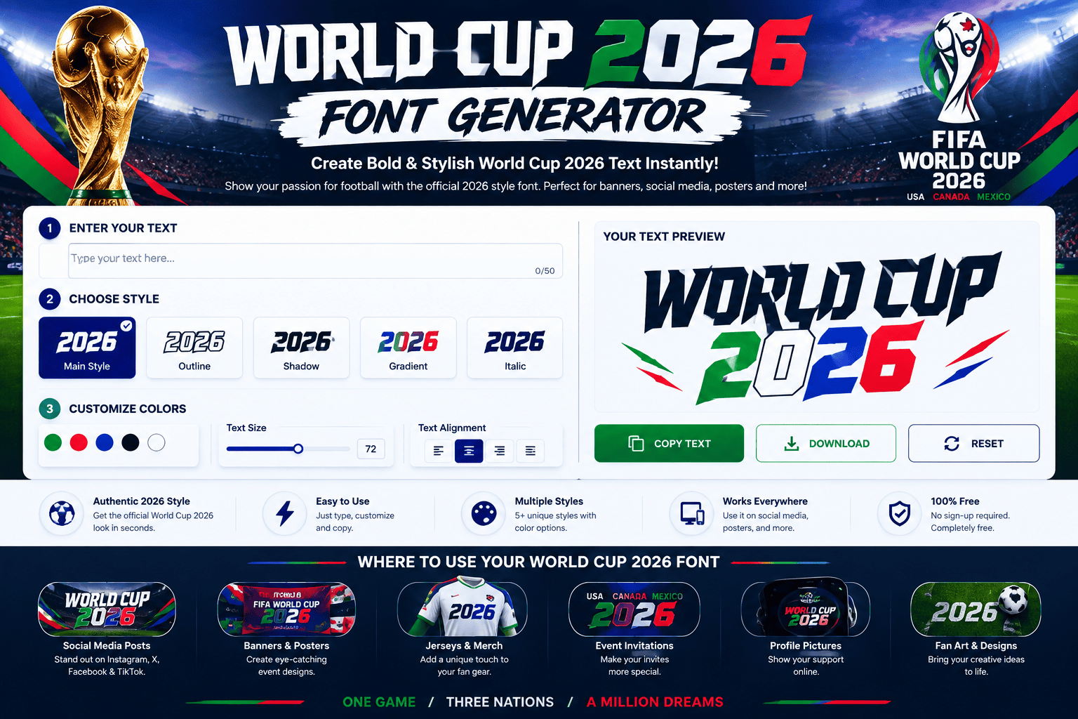World Cup 2026 Font Generator